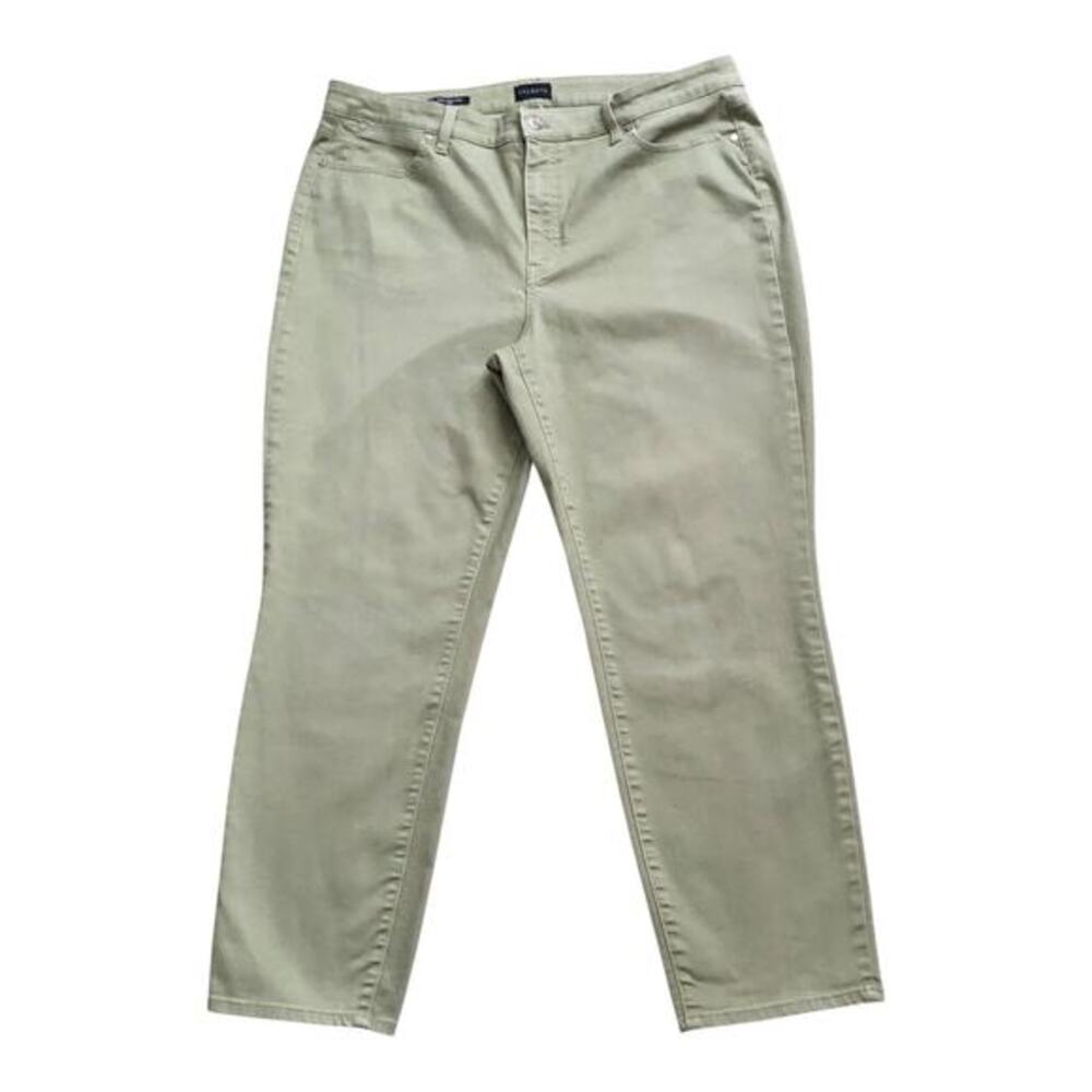 Talbots Slim Ankle Jeans Womens 18 Curvy Green High Rise Stretch 28" Inseam